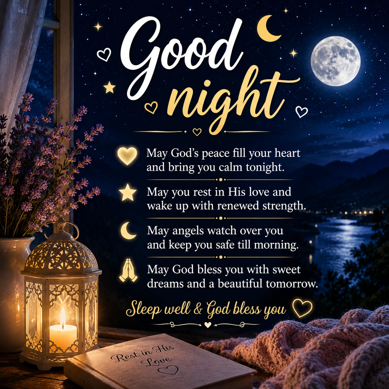 880+ Good Night Blessings Prayers Images to Share Before Bed
