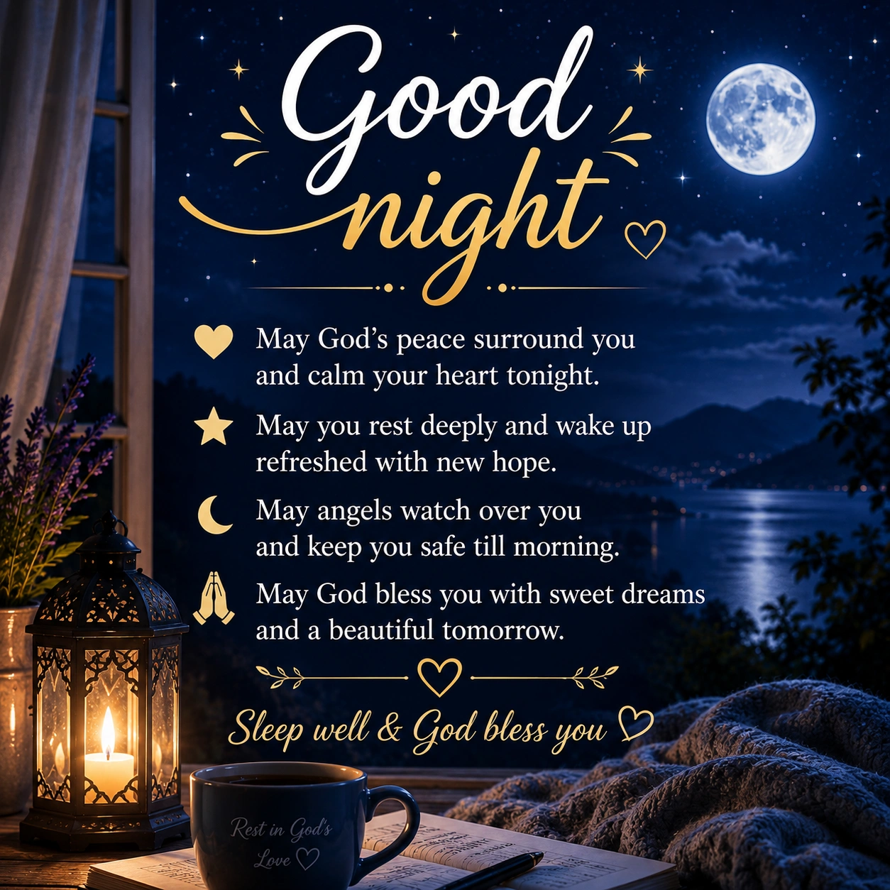 880+ Good Night Blessings Prayers Images to Share Before Bed