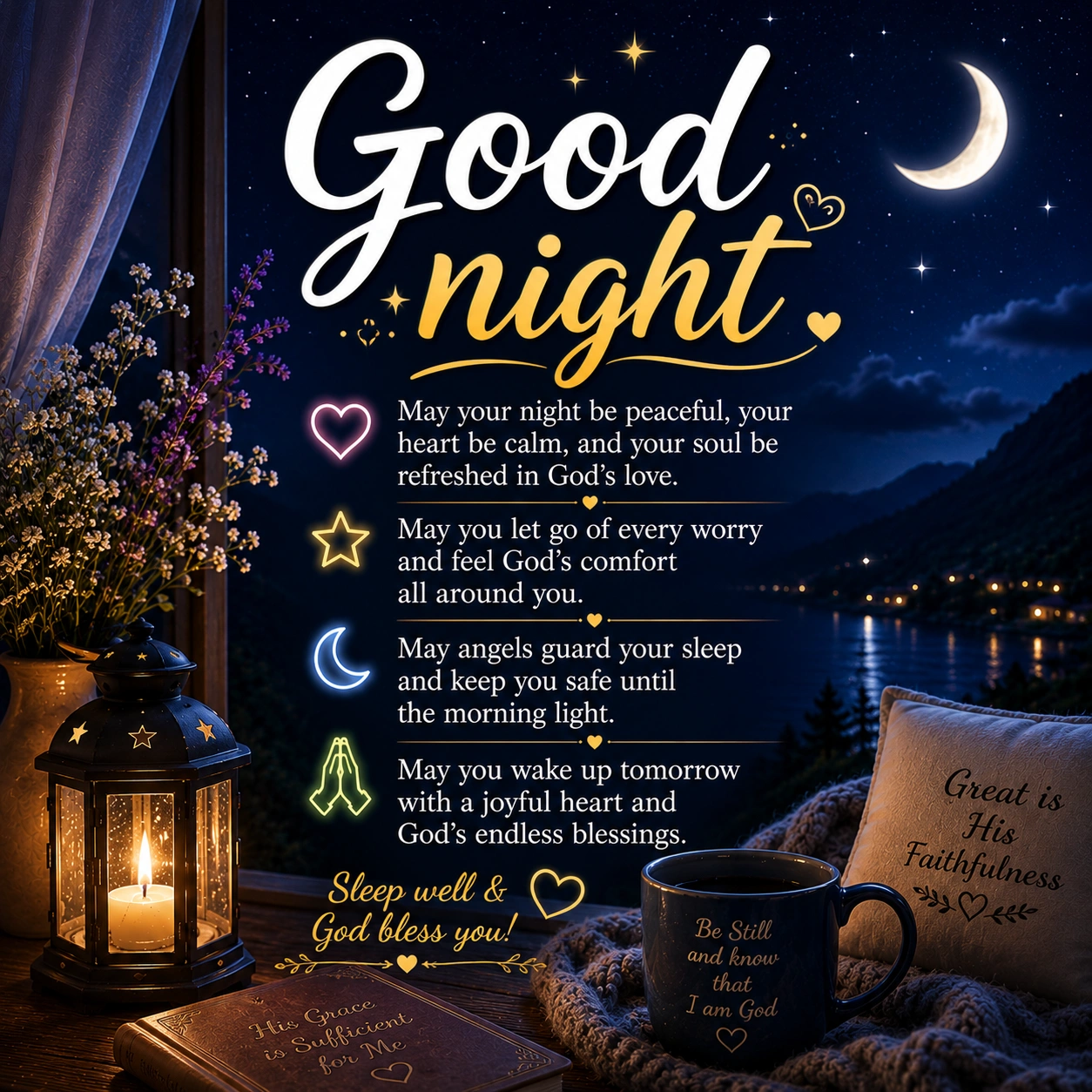 880+ Good Night Blessings Prayers Images to Share Before Bed