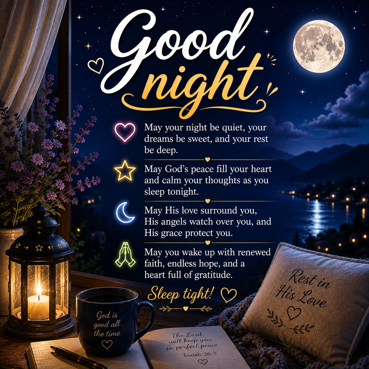 880+ Good Night Blessings Prayers Images to Share Before Bed