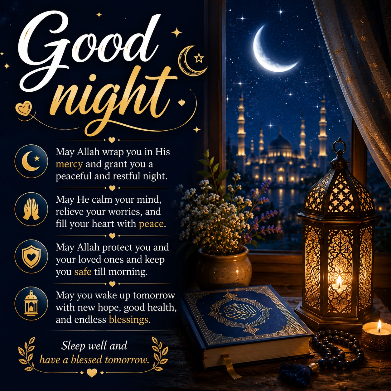 880+ Good Night Blessings Prayers Images to Share Before Bed