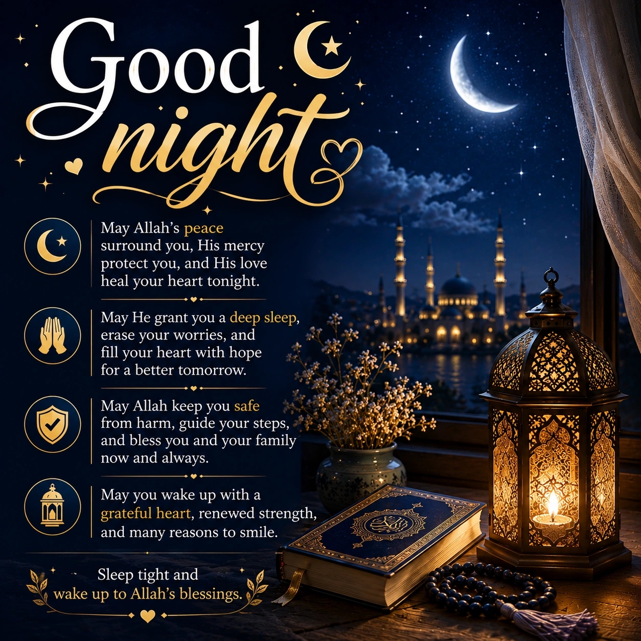 880+ Good Night Blessings Prayers Images to Share Before Bed