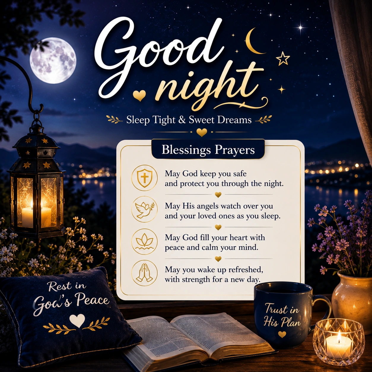 880+ Good Night Blessings Prayers Images to Share Before Bed