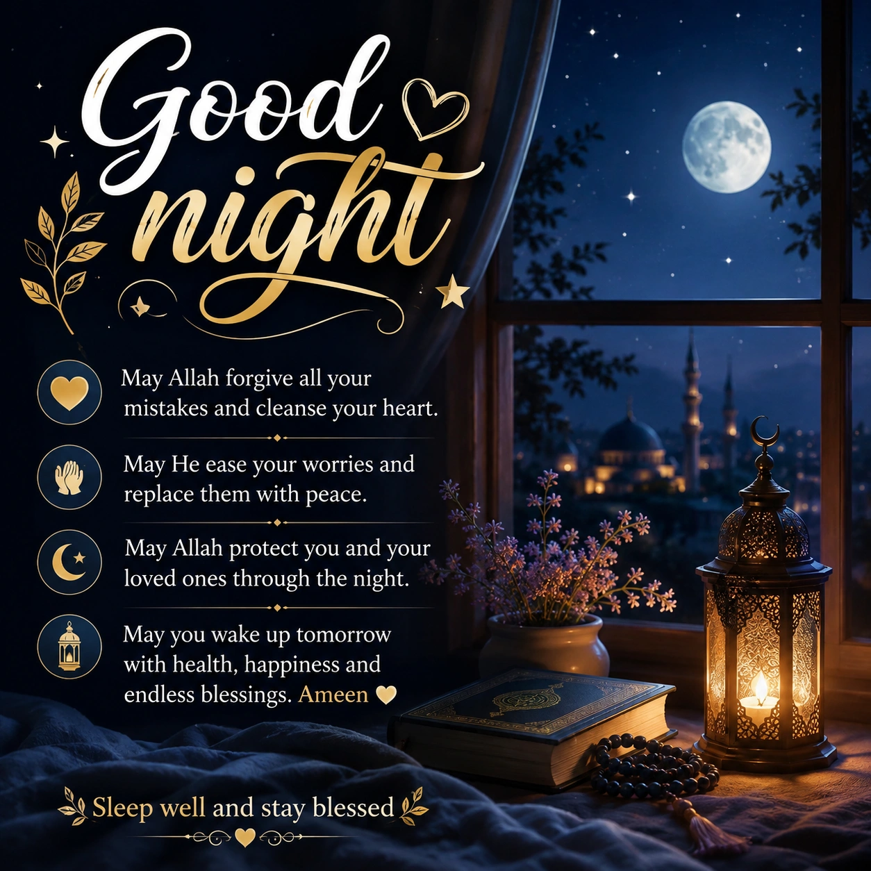 880+ Good Night Blessings Prayers Images to Share Before Bed