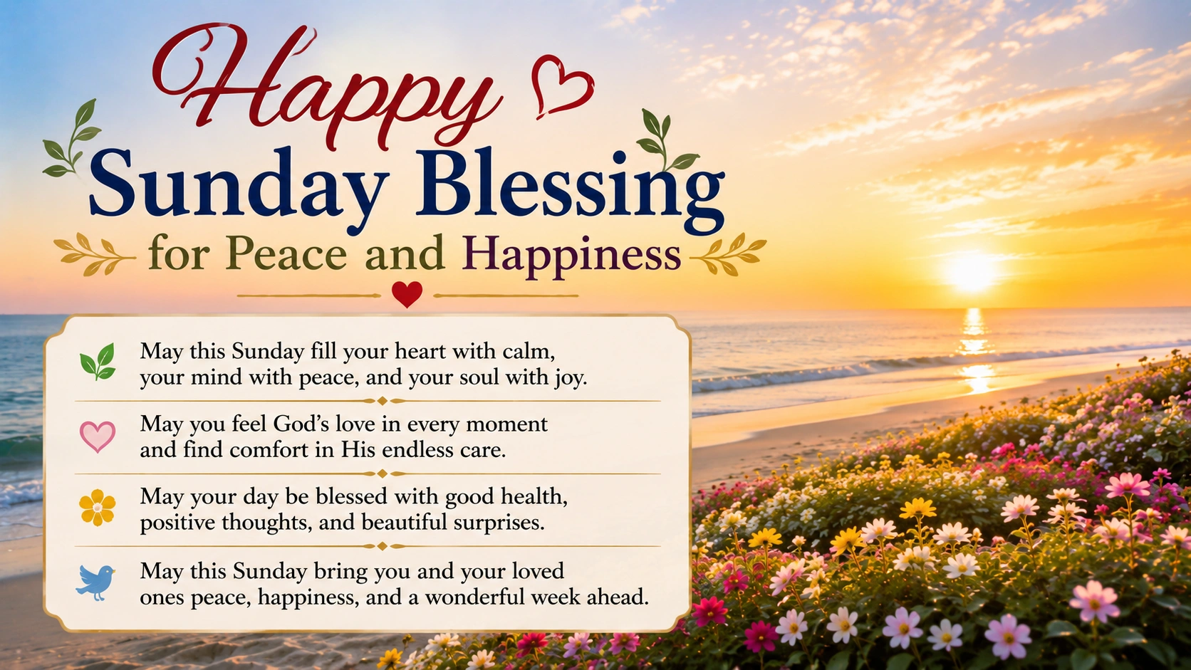 Happy Sunday Blessing for Peace and Happiness
