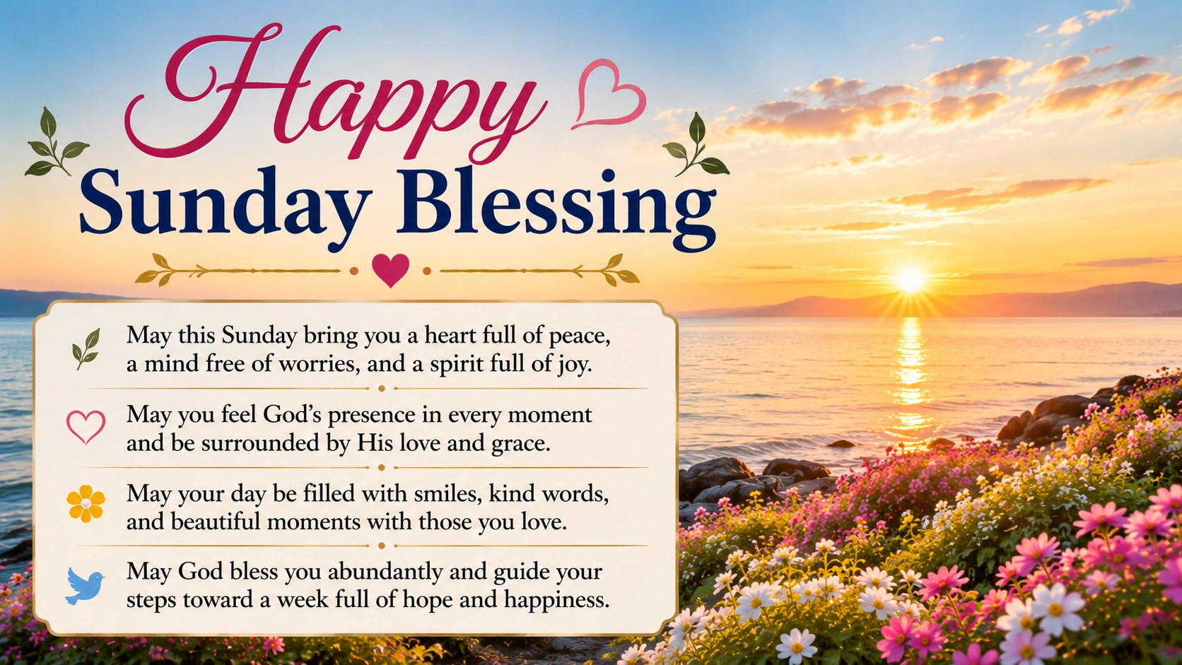 Happy Sunday Blessing for Peace and Happiness
